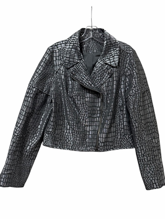 Diane Von Furstenberg Jackets & Blazers - Diane Von Furstenberg DVF Medium Silver Angie Alligator Print Moto Jacket C
